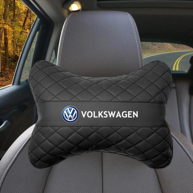 YU8VW Autositz-Kopfstützenbezug Nackenkissen Auto-Sicherheitsgurt Schulterschutz für Volkswagen VW RLine R Golf Amarok T5 Phaeton ID3 Tiguan