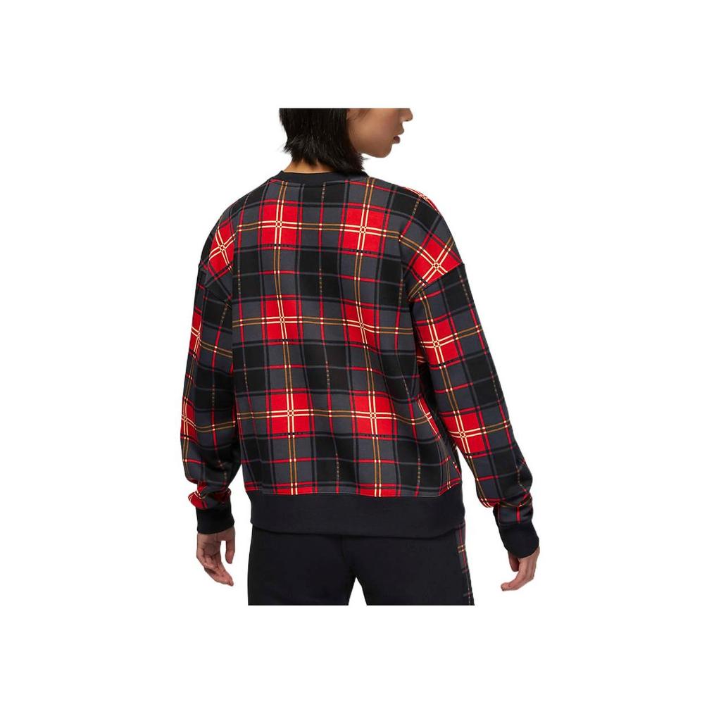 Jordan Felpa da Donna Girocollo a Maniche Lunghe con Stampa Logo Color-Block a Quadri Rosso DV1997-612