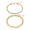 Men Waterproof Cuban Chain Bracelet Set Stainless Steel Bracelet Gold Link Bracelet Jewelry Gifts for Boyfriend, Dad and Son