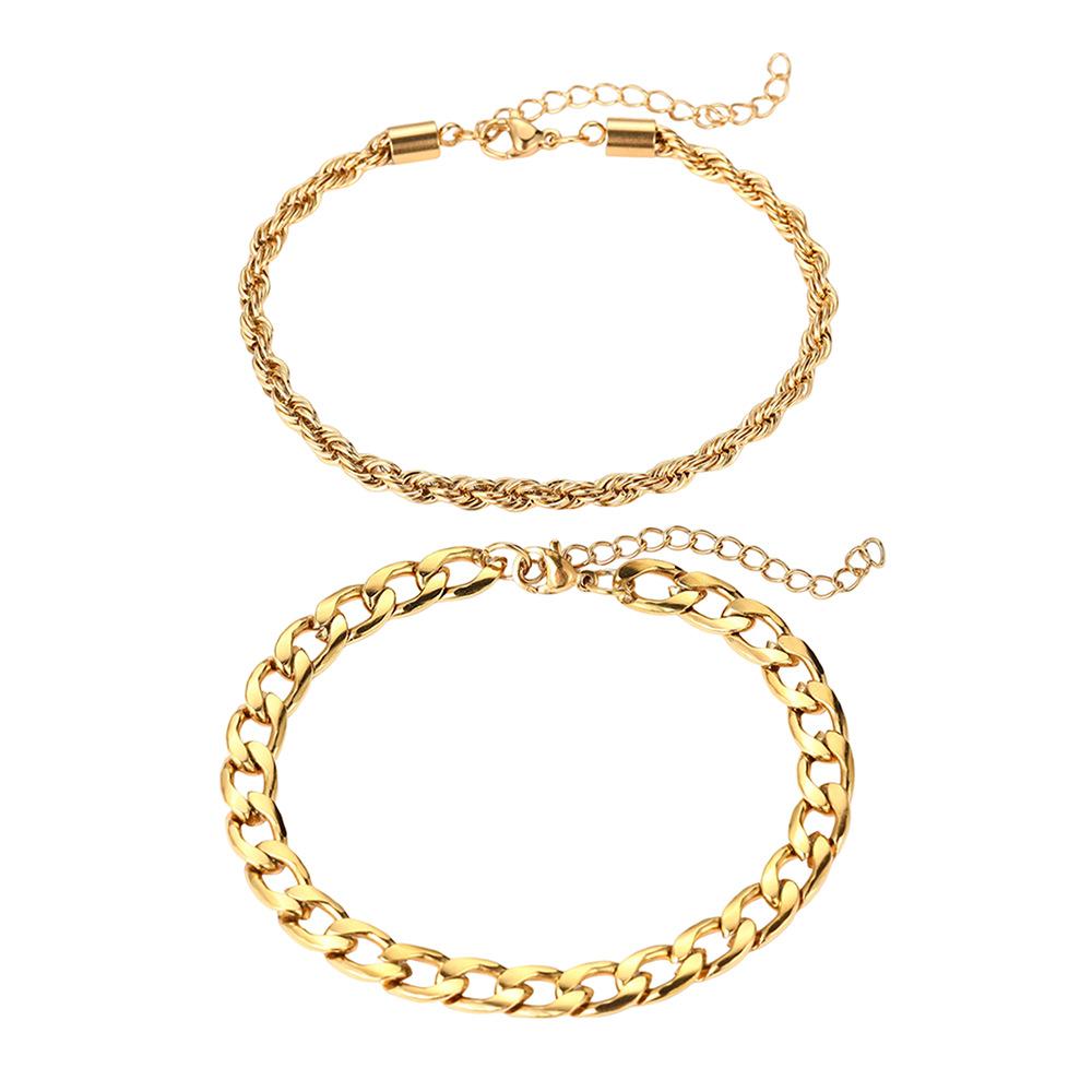 Men Waterproof Cuban Chain Bracelet Set Stainless Steel Bracelet Gold Link Bracelet Jewelry Gifts for Boyfriend, Dad and Son