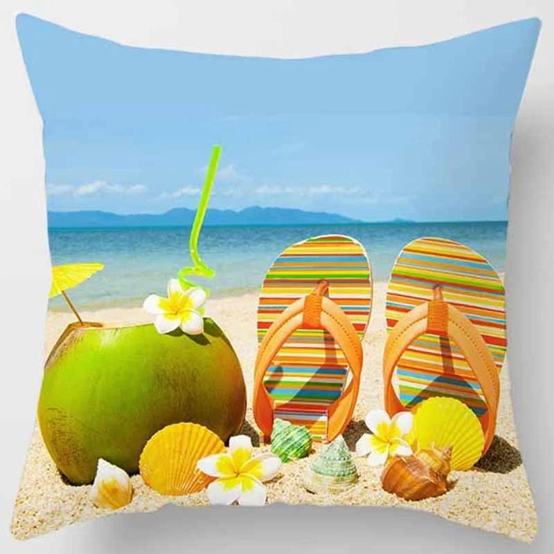 Beach Starfish Spray Coconut Tree Style Free Print Pillow Case Home Decoration Car Sofa 40x40 Cm Polyester Pillow Case