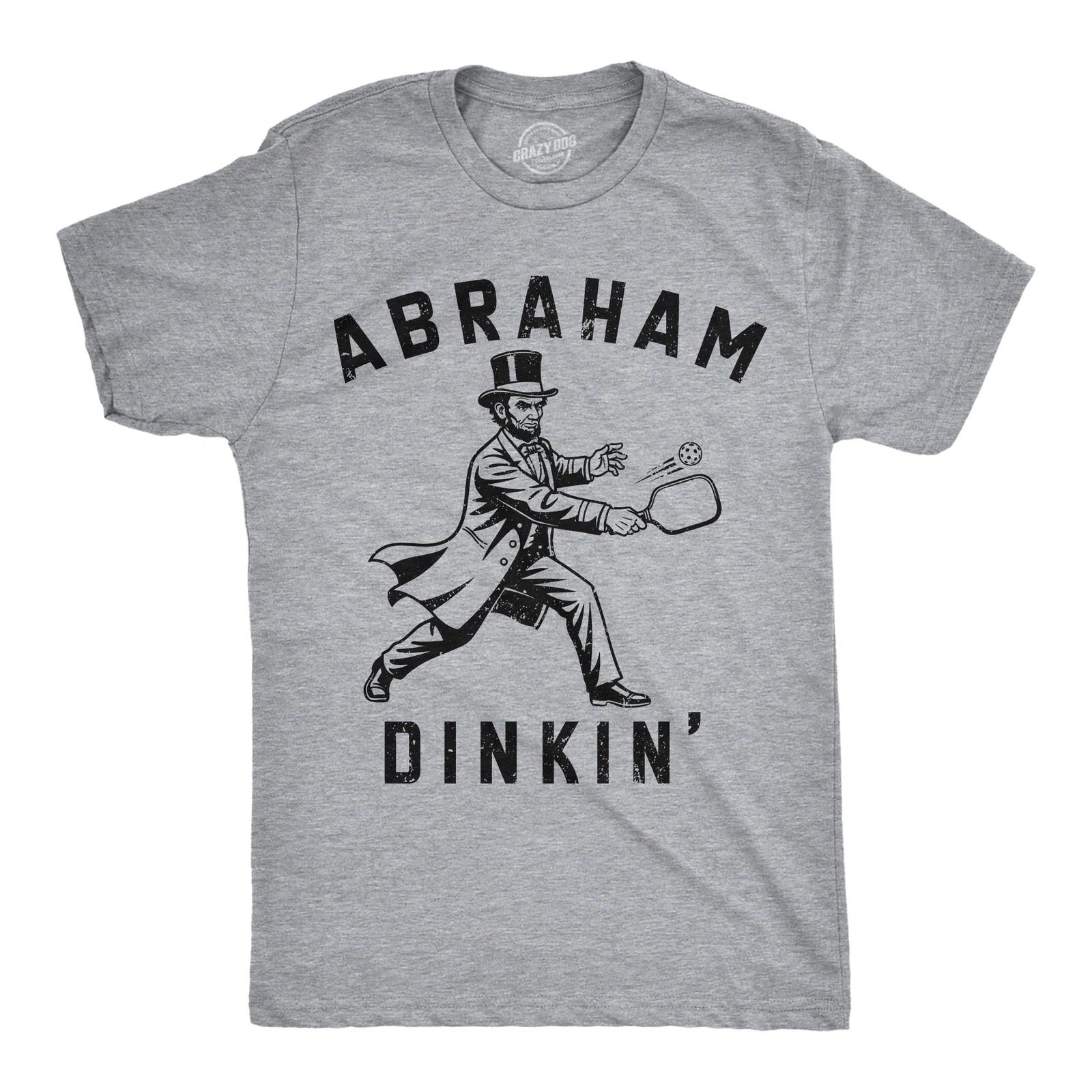 Mens Funny T Shirts Abraham Dinkin Sarcastic Pickleball Graphic Novelty Tee For XS