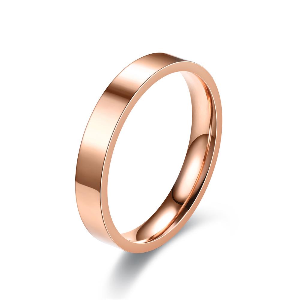 Stylish 4mm Flat Stainless Steel Titanium Couple Ring – European & American Design, No-Fade Finish