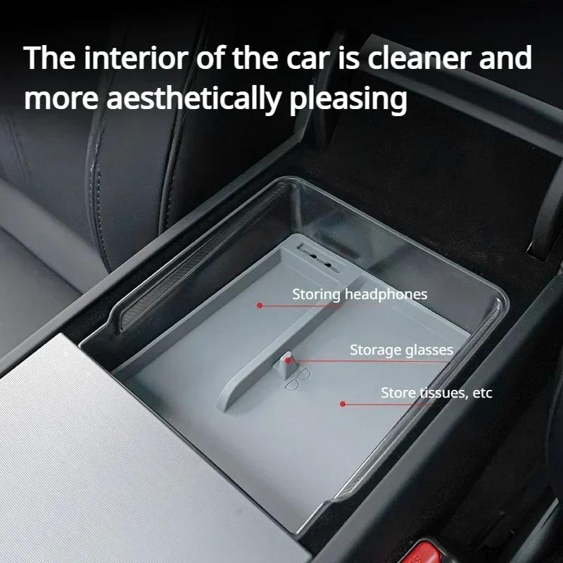 For Tesla Model 3 Highland Center Console Eyeglasses Storage Case Armrest Organizer Transparent Case Car Interior Accessories