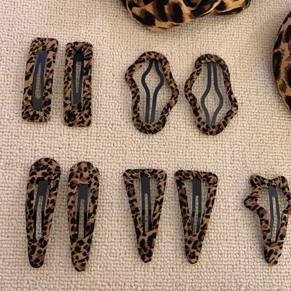 Leopard Print Hairpin Water Drop Barrette Fashion Hair Clip  Headdress