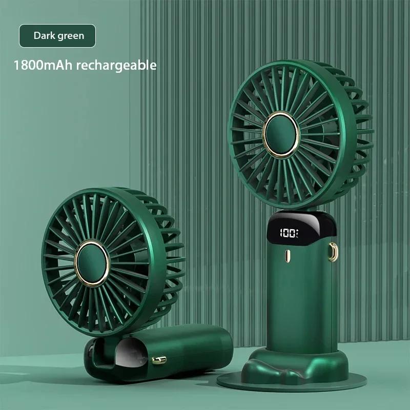 Portable Handheld Mini Fan Foldable Neck Hanging Fans 5 Speed USB Rechargeable Fan with Phone Stand and Display Screen 1500mAh
