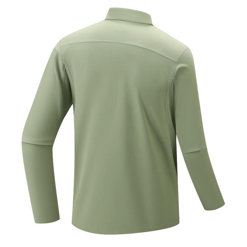 Bird House Style Men's Autumn/Winter Long Sleeve Round Neck Half-Zip Sweatshirt, Elastic and Warm for Outdoor Sports