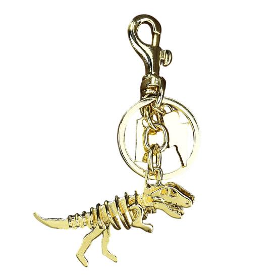 

Keychain Pendant Dinosaur T-Rex Skeleton Metallic Luster Bag Charm Alloy Triple Reinforced Lobster Clasp Key Ring золотистий