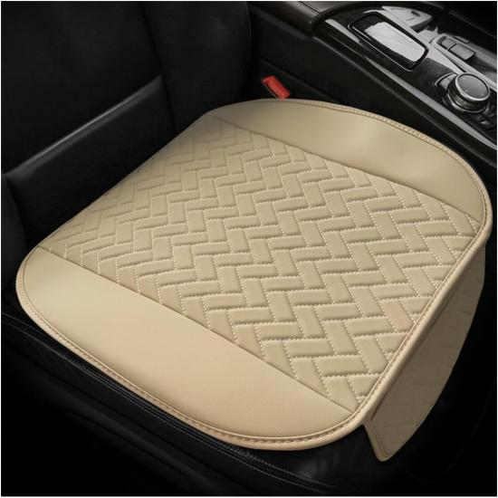 Car Bottom Seat Cover, Anti Slip Leather Auto Front Seat Cushion Cover with Storage Pocket, Comfortable Car Bottom Seat Pad Protector for Cars, SUV,
