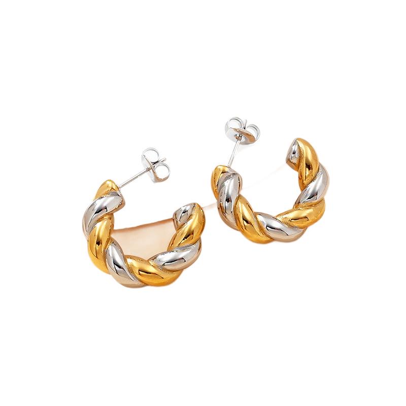 Gold-Plated Twist Spiral Earrings for Women - Luxurious and Versatile Fashion Hoops