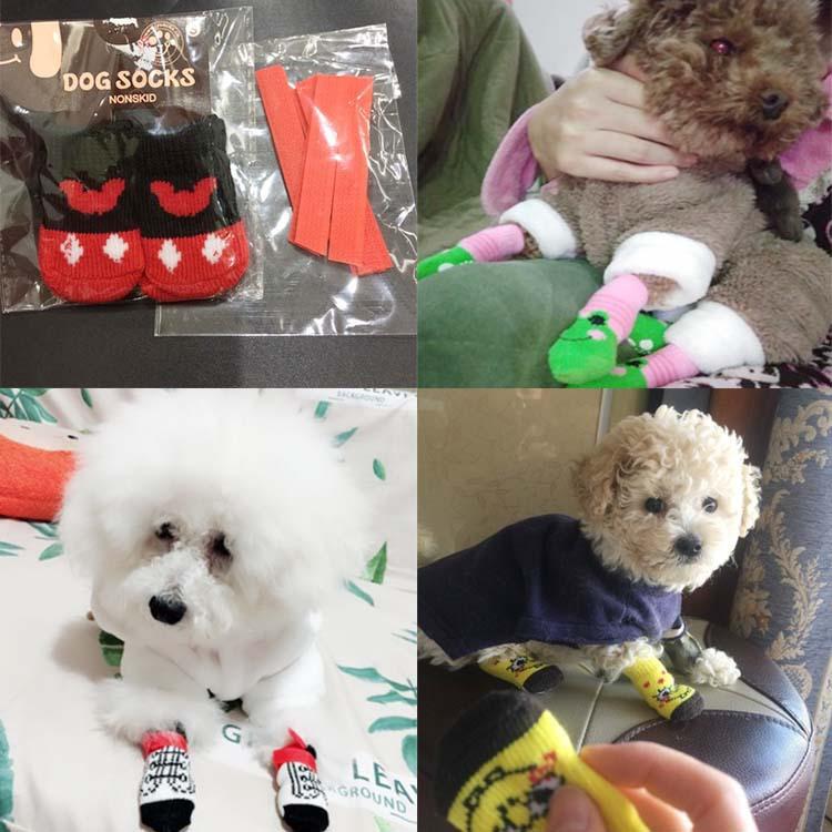 Styl volitelné psí pet ponožky protiskluzové teddy kočka roztomilé 4 kryty na psí tlapky potřeby