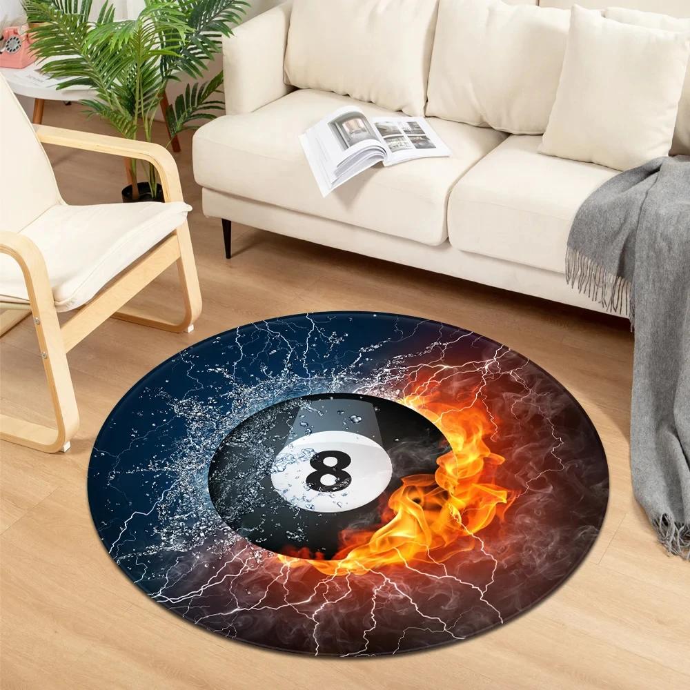 Crystal Velvet Water Fire Round Rug, CD Record Print Non Slip Floor Mat for Living Room, Bedroom, Home Decor, Circle Area Rug