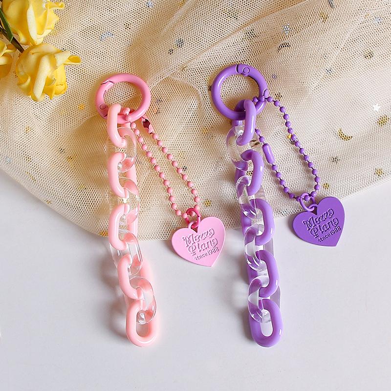 Sweet Cartoon Cute Heart Shaped Keychain Pendant Creative Chain Key Ring  Bag Hanging Decoration Accessories Gifts