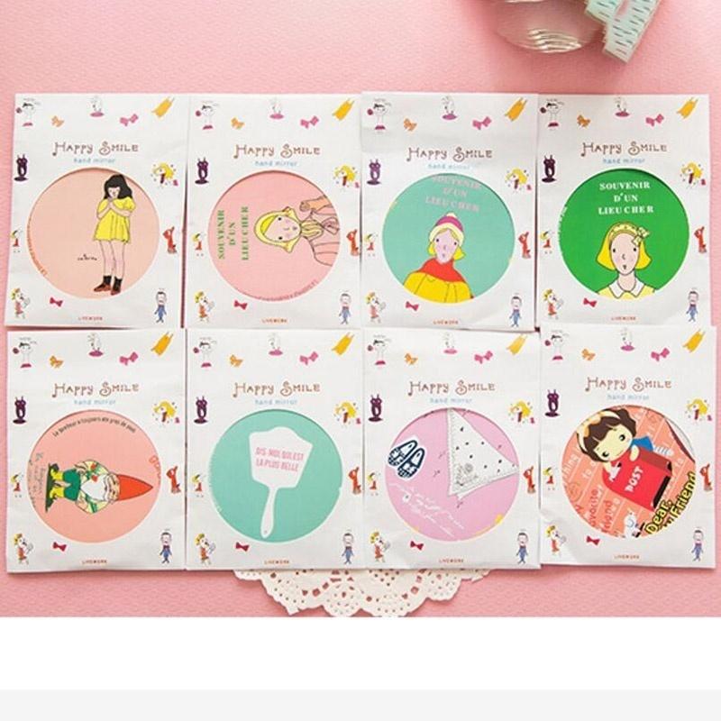 2PCS Makeup Mirror Hand Pocket Travel Mini Cosmetic Mirror  Random