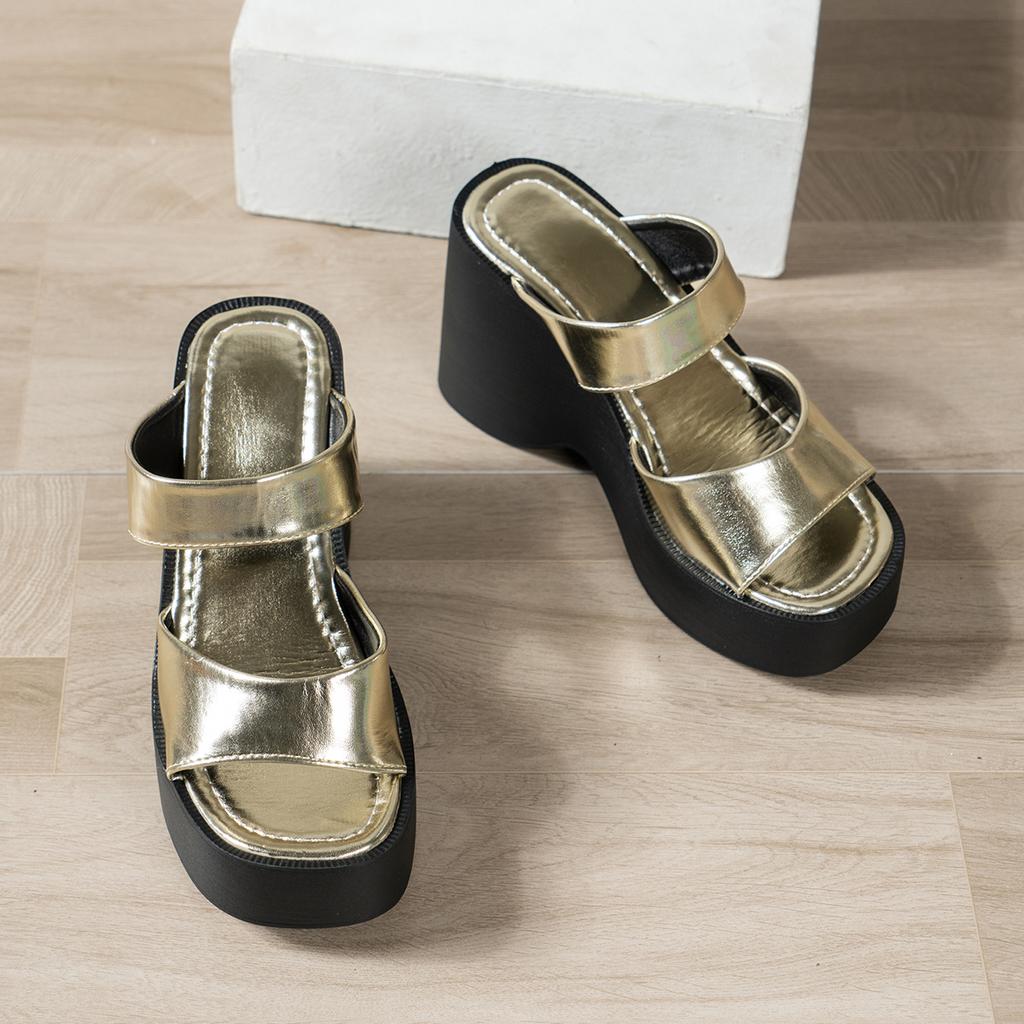 Dámské Pantofle na platformě Léto Nová móda Obuv na klínku Peep Toe pro ženy Ležérní Silné dno Plážové pantofle Dámské Zapatos