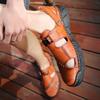 Fashion Summer Hollow Out New Flat Casual Sandals Men's Outdoor Seaside Breathable Cowhide Sewn Slippers Comfortable Men's Shoes 38-50