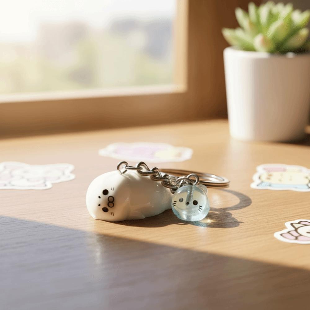 3Pcs 3D Design 3D Luminous Keychain Luminous Feature Simple Design Sea Lion Keychain Resin Material Creative Style Key Holder