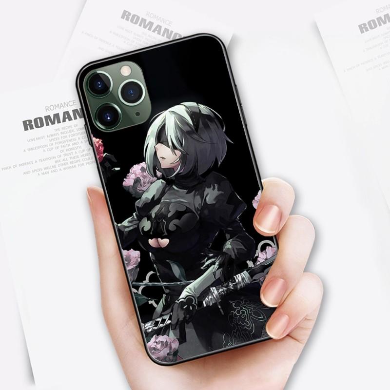 Cute Girl Nier Automata Phone Case For IPhone 14 13 12 11 XS X 8 7 6 Plus Mini Pro Max SE 2022 Soft Black Phone Cover