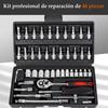 46 Pcs 1/4” Drive Socket Ratchet Wrench Set with Storage Case, Includes Metric Bit Socket Set and Extension Bar for Auto Repair