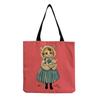 Women Vintage Linen Tote Bag - Large Capacity Cat Print Shoulder Handbag for Casual & Grocery Shopping KTB