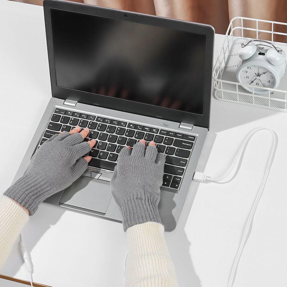 Universal USB Winter Heated Gloves Full&Half Finger Gloves Electric Heating Gloves Knitted Mitten