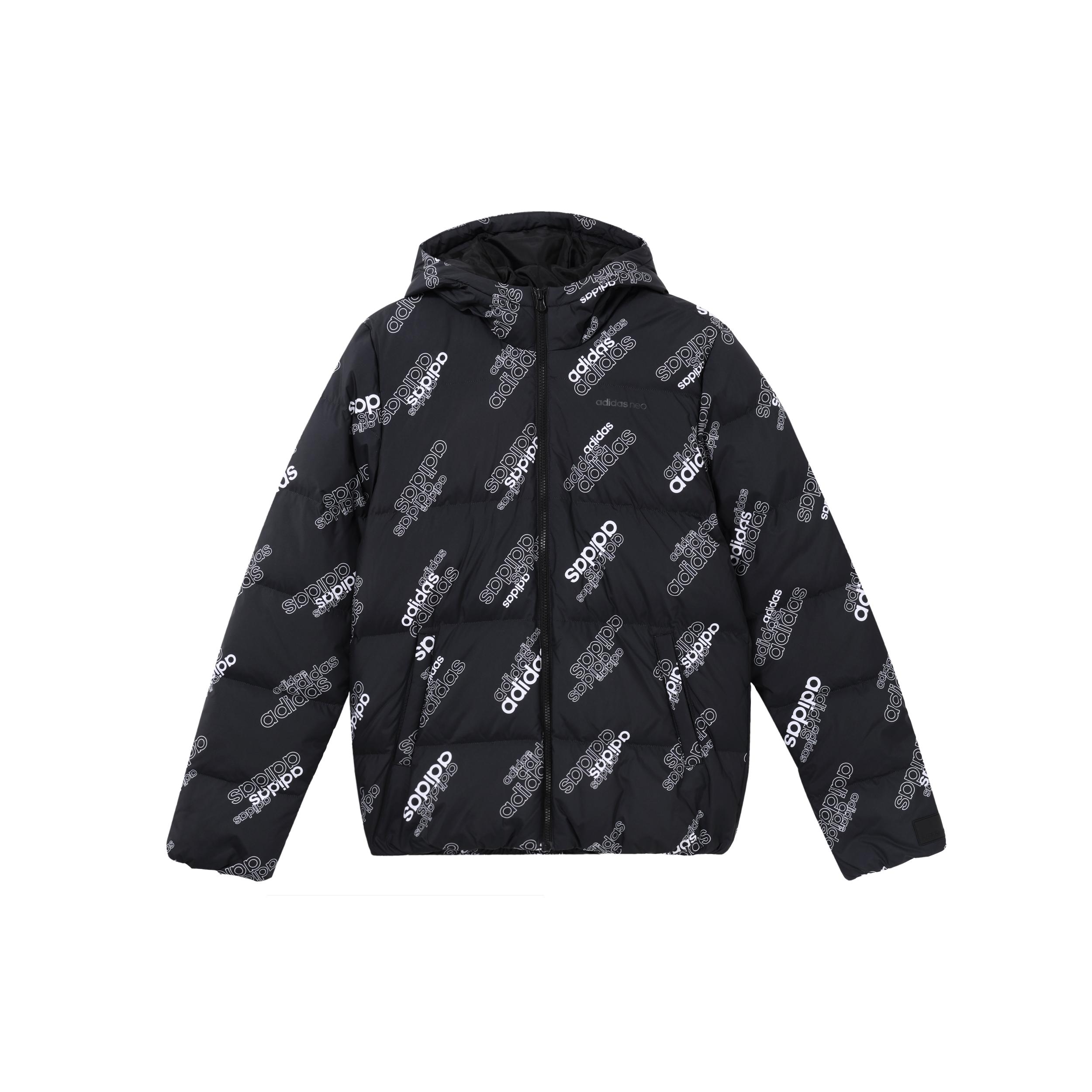 Мужские пуховики Adidas Neo Черный с капюшоном Умеренный GJ8812 S