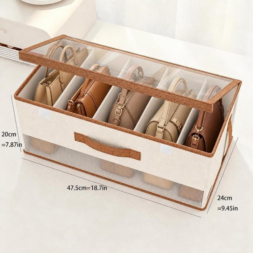Clear Window Fabric Shelf Organizer Collapsible Design Purse Organizer Box  For Home Storage