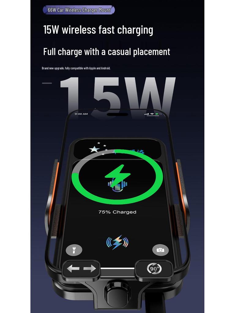 Universal Electric Clamping Wireless Car Phone Holder & Charger for Air Vent, 2026 Navigation Edition