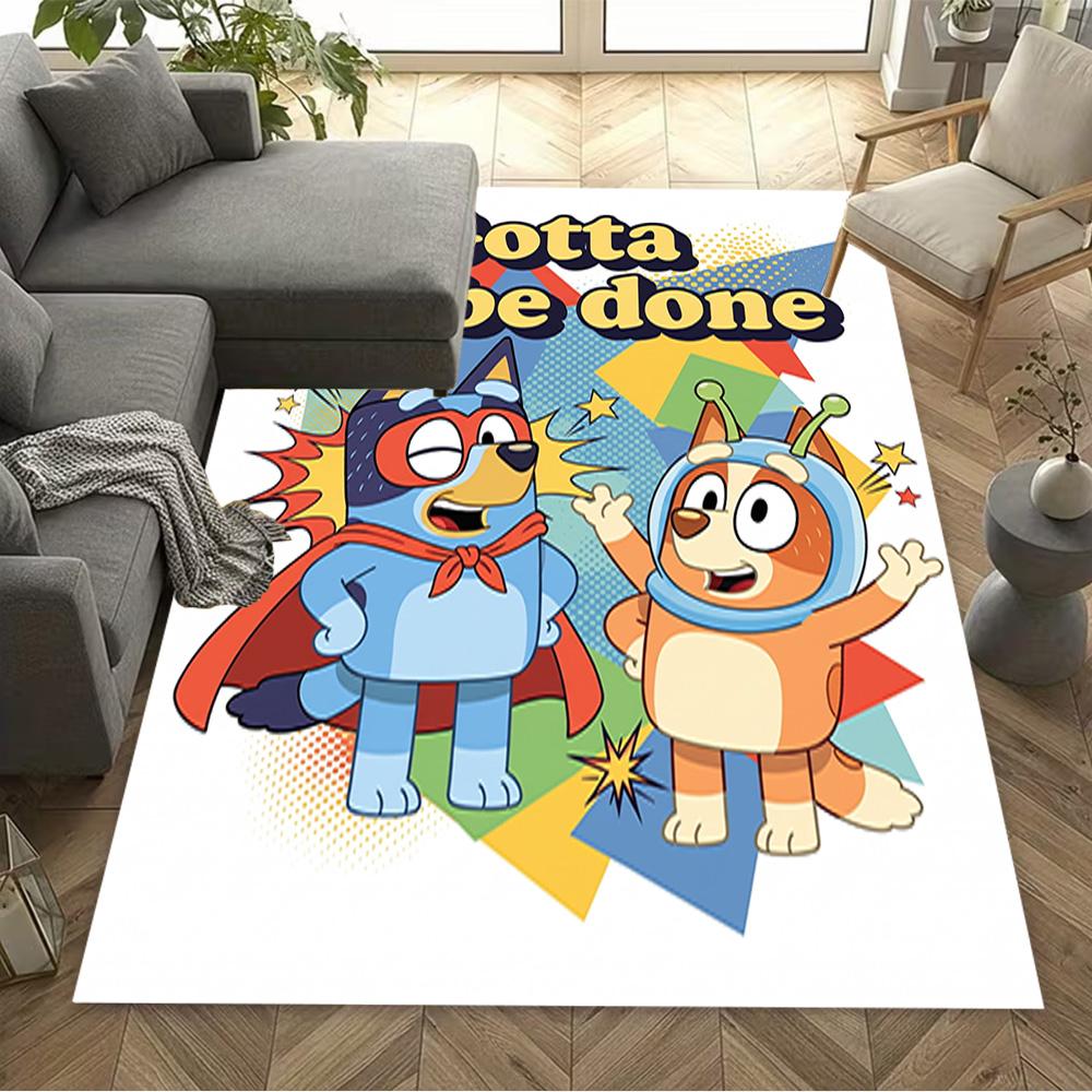 Bluey Friends Adventure Floor Rug Office Rug Perfect for Dormitory Dining Room Outdoor Foyer Antislip Carpet Decorate Offices Birthday/Christmas Gift
