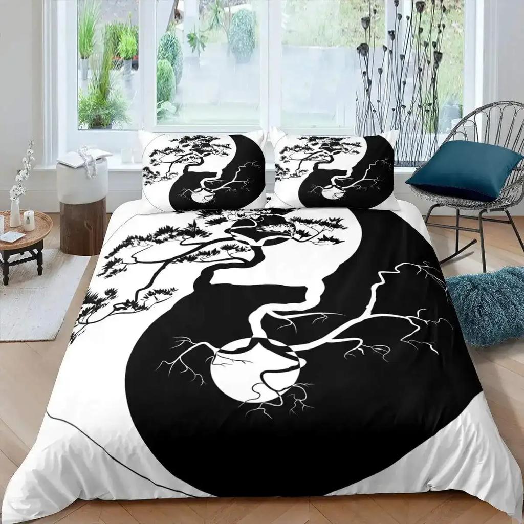 Yin Yang Tai Chi Soft Duvet Cover Set,Beding Set for Children Kids Plus Adult People, Home Decor, Quen Sized Dimensions Warm Soft Comfortable Plus