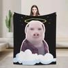 Super Soft Funny Meme Throw Blanket  John Pork Shoutout Design Comfortable Bedspread for Kids Bedroom or Sofa Decor