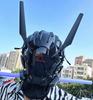 Maska Punkowa Okrągła Lampa Maska Kaskowa Cosplay dla Mężczyzn i Kobiet, Fajny Maskotka Techwear, Pełnotwarzowa Maska Akcesorium do Kostiumu