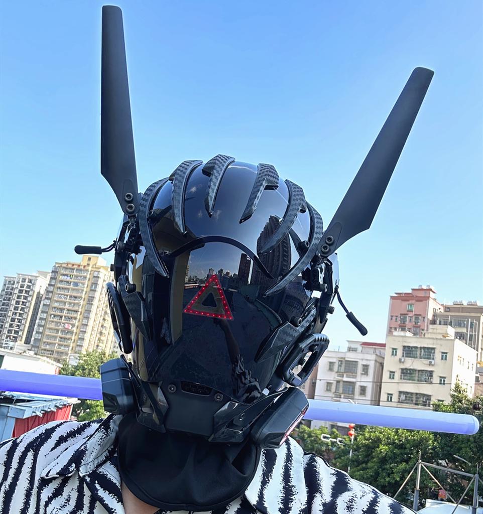 Maska Punkowa Okrągła Lampa Maska Kaskowa Cosplay dla Mężczyzn i Kobiet, Fajny Maskotka Techwear, Pełnotwarzowa Maska Akcesorium do Kostiumu