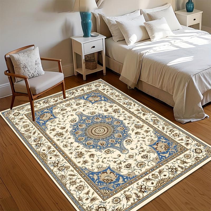 

Persian Vintage Area Rug Retro Floral Geometric Pattern Non Slip Washable Carpet for Vintage Home Living Room Decor Bedroom Boho 40x60CM