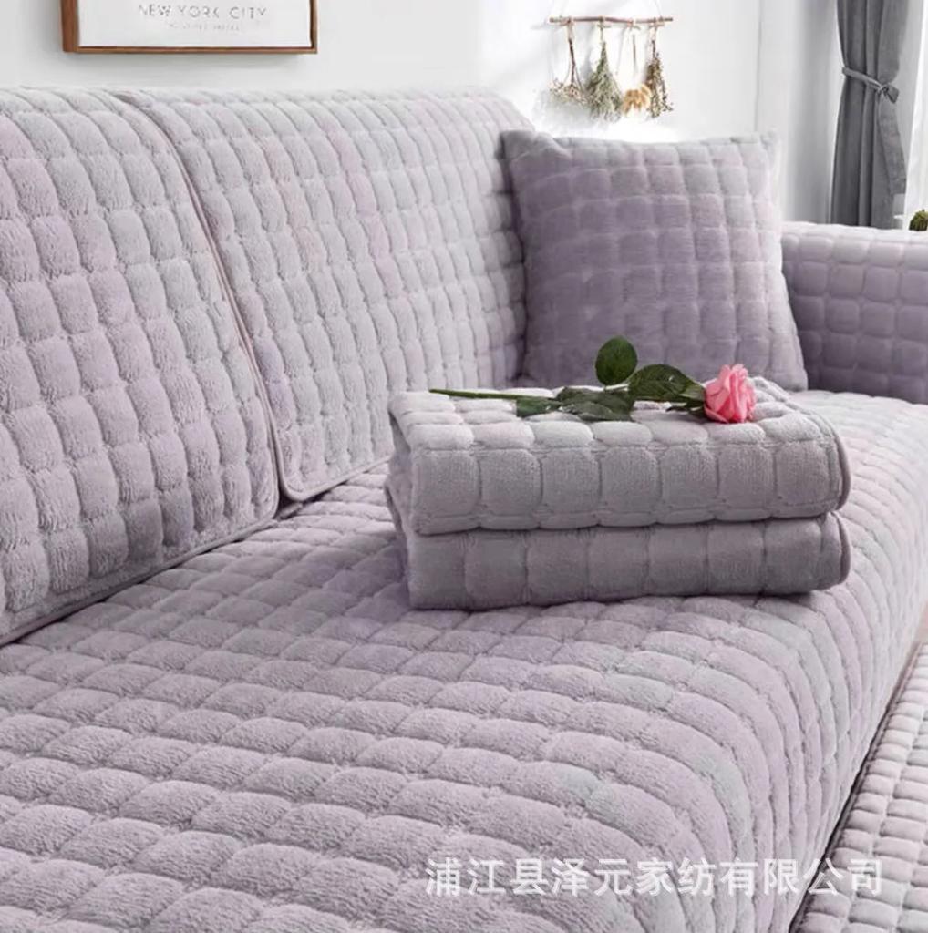 Thickened Plush Sofa Mat Winter Style Anti Slip Black Color Seat Cushion Leather Sofa Special Sofa Cushion Sofa Cover
