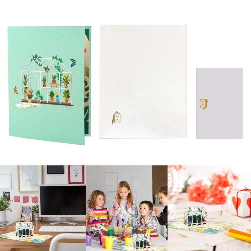 Elegant 3D Foldable Flower House Card Personalized Foldable Glass HouseCard Lovely Floral Greeting for Friend and Family