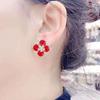 Niche Design Red Cute Full Diamond Snowflake Stud Earrings - S925 Silver Needle Korean Style Ear Jewelry