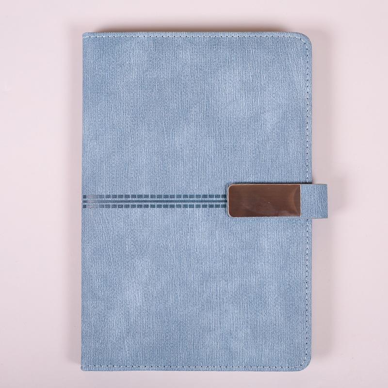 A5 Imitation Leather Creative Buckle Meeting Notepad Business Office Notebook 100 Sheets Simple Style Diary Printed