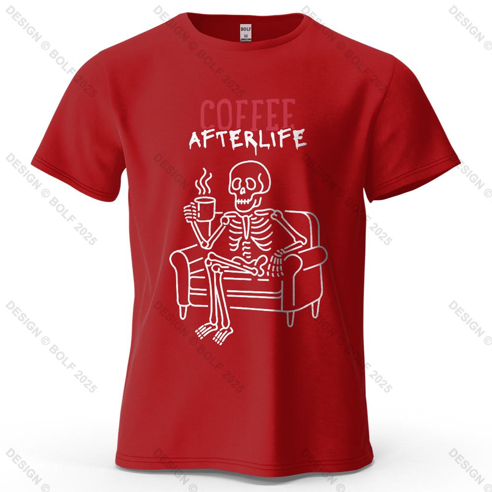 Coffee Afterlife Humorous Printed Men's T-Shirt 100% Cotton Oversized Relaxed Graphic Tees for Women Tops Tees Casual Streetwear