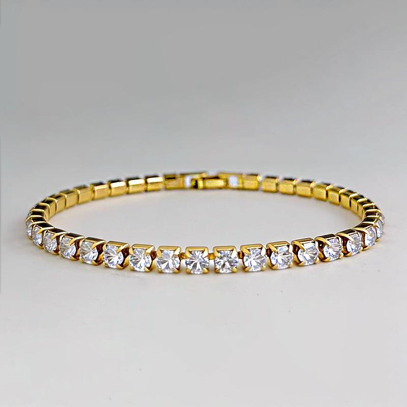 4mm Crystal Bracelet, Tennis Chain, Trendy Brand Four Claw Girl's Bracelet
