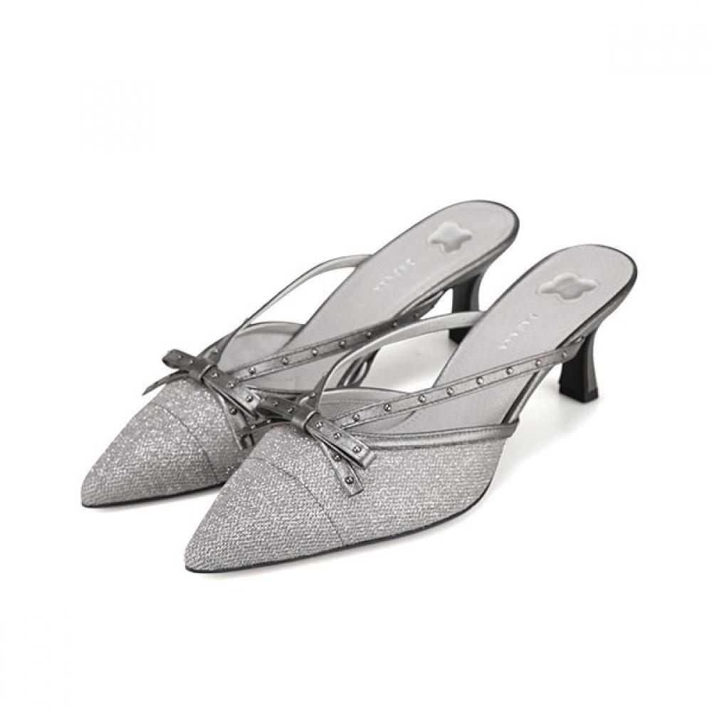 

Barbara Soft Leather Mesh Stud Ribbon Mule Sandal 5cm Bbi203si 220mm