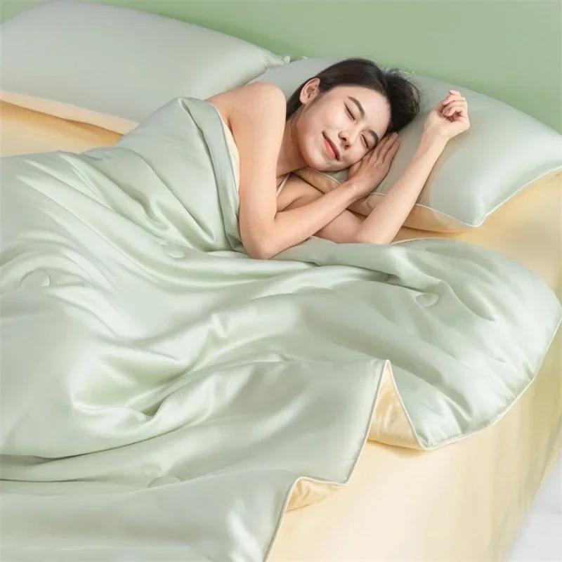 New Summer Cool Wash Ice Silk Silk Double Summer Cool By Fashion Solid Color Home Breathable Quilt