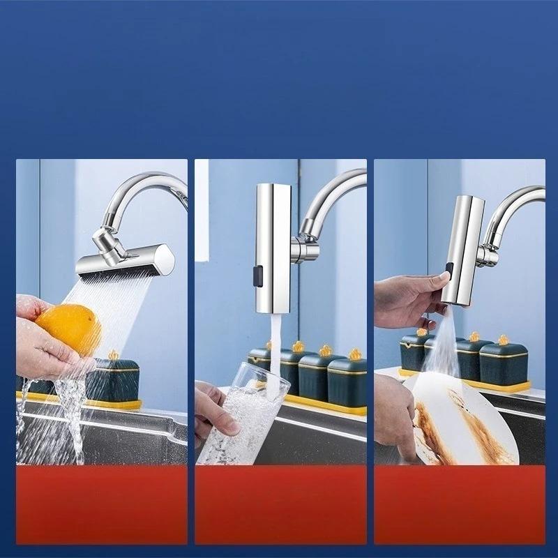 New 3/4 Gear Tap Extender Rainfall Sink Mixer Waterfall Kitchen Faucet Universal Swivel Spout Sprayer Bathroom Basin Water