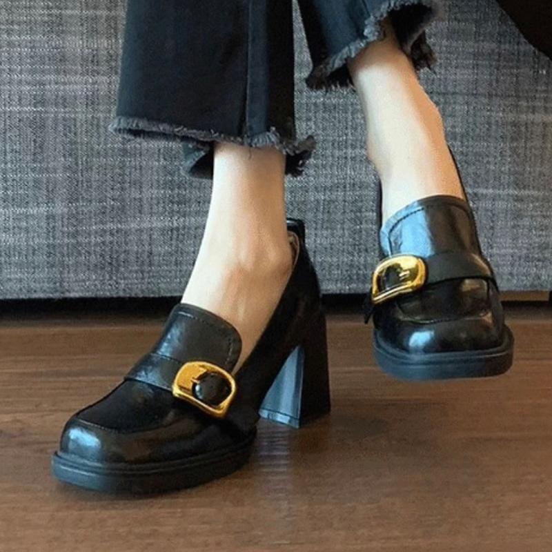 Fashion High Heels Women Mary Jance Shoes Dress Fashion Lolita Leather Shoes Chunky Designer Woman Pumps 2025 Summer New Zapatos Mujer