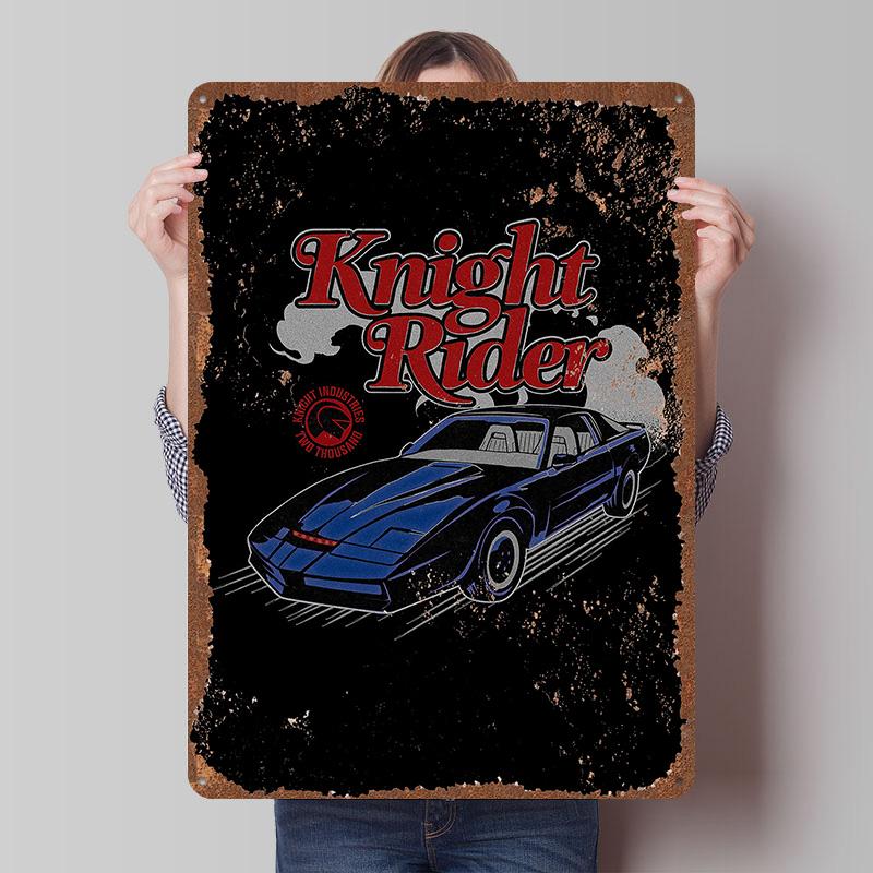 Knight Rider Print Tinplate Posters Customizable Wall Art Retro Vintage Metal Tin Signs for Desk Decor Home Decorations House