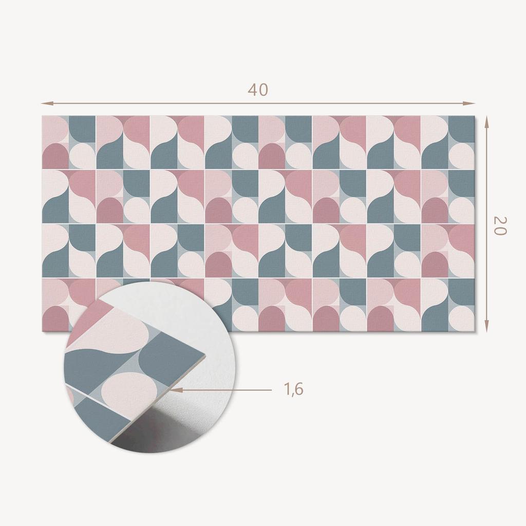 Kafelki Z Nadrukiem Winylowe Samoprzylepne Abstrakcyjny Wzór Geometryczny 10X40X20 Cm