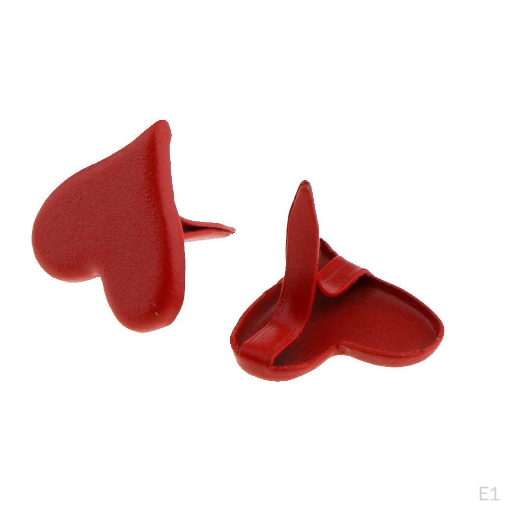 100 Pieces 11mm Heart Shape Metal Brads Paper Fasteners for Crafts