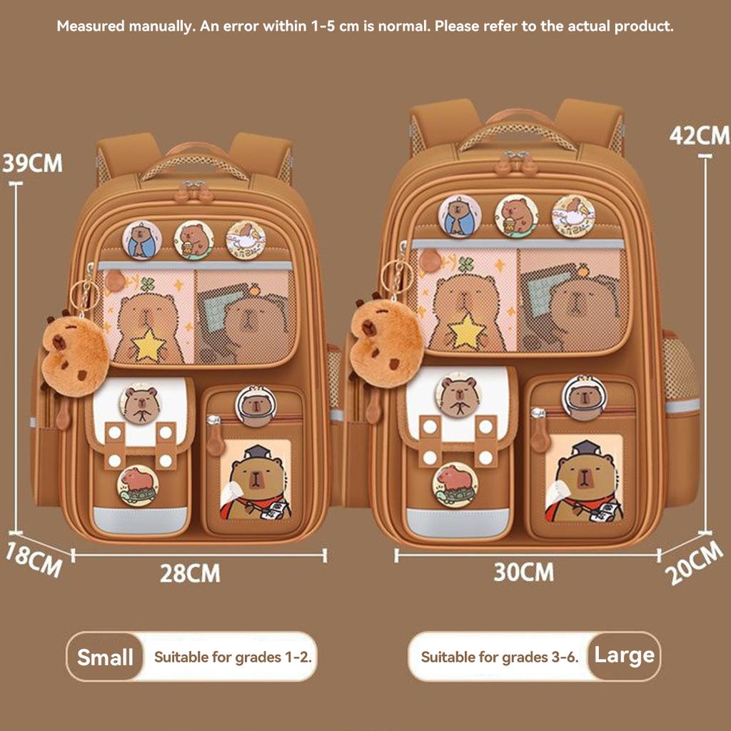 Capybara Water-Proof Backpack - Large Multi-Compartment with Lumbar Support Belt Cute Orthopedic School Bag for Teens Girls Boys