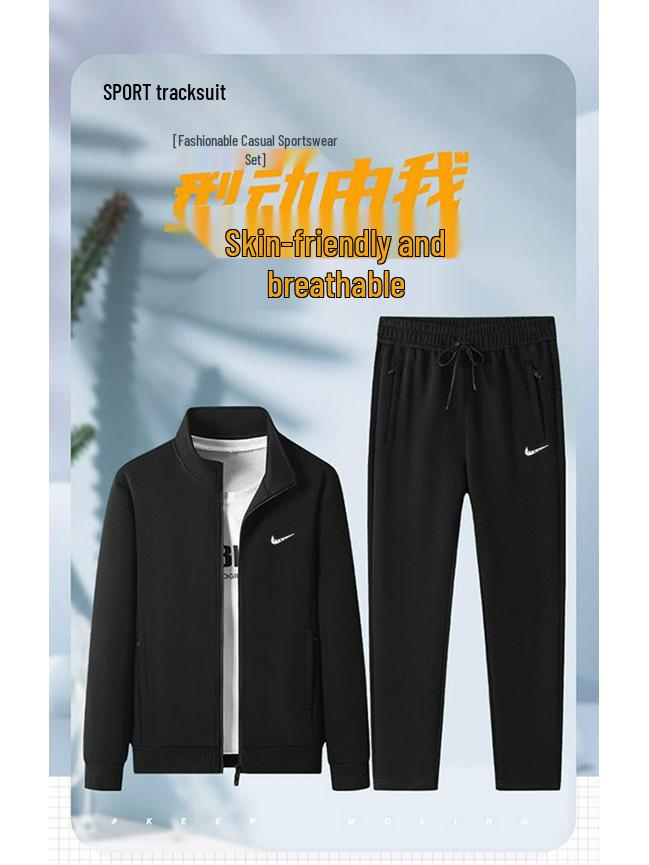 2025 Herren Freizeit Baumwoll Trainingsanzug Set: Reißverschluss-Strickjacke & Sportbekleidung Zweiteiler