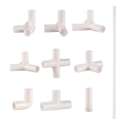 PVC Connector Outer Diameter 12mm Straight Elbow Tee 4-Way Joint 60/90/120/135 Degree Tee Garden Pipe Adapter DIY Tent Fittings